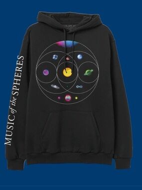 COLDPLAY  Black Graphic Hoodie Sweatshirt - Music of the Spheres Size XL Band